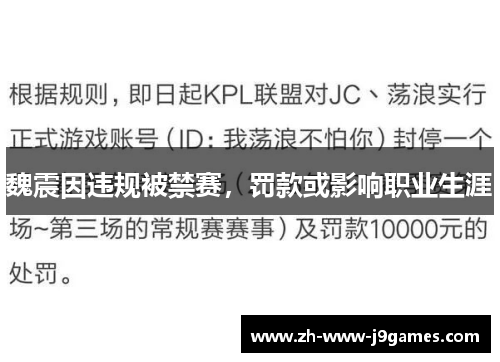 魏震因违规被禁赛，罚款或影响职业生涯